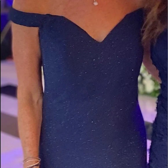 Jovani Stretch Glitter Off the Shoulder Formal Dress - Picture 11 of 16